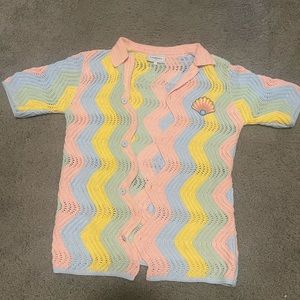 Men’s Casablanca Crochet Button-up Top